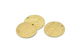 Brass Round Tag, 12 Raw Brass Round Textured Stamping Blanks With 1 Hole (20x0.80mm) D0641