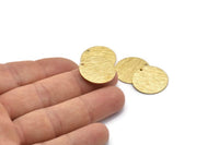 Brass Round Tag, 12 Raw Brass Round Textured Stamping Blanks With 1 Hole (20x0.80mm) D0641