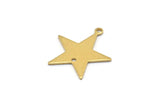 Brass Star Charm, 24 Raw Brass Star Charms with 1 Hole And 1 Loop (21x19x0.80mm) D0685