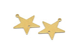 Brass Star Charm, 24 Raw Brass Star Charms with 1 Hole And 1 Loop (21x19x0.80mm) D0685