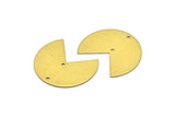 Brass Pizza Slice, 6 Raw Brass Three Quarters Stamping Blank Charms With 2 Holes, Pendants, Findings (30x35x0.80mm) A0387