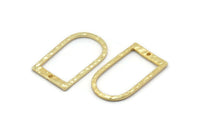 D Shape Rings, 3 Gold Plated Brass Hammered D Shape Connectors With 1 Hole, Rings  (29x17x1.3mm) BS 1875 Q0570