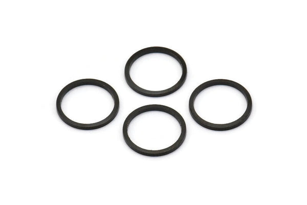 Black Circle Connectors, 24 Oxidized Black Brass Circle Connectors (14x1x1mm) BS 1099 S1175