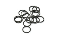 Black Circle Connectors, 24 Oxidized Black Brass Circle Connectors (14x1x1mm) BS 1099 S1175