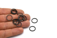 Black Circle Connectors, 24 Oxidized Black Brass Circle Connectors (14x1x1mm) BS 1099 S1175