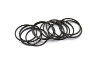 Black Circle Connectors, 12 Oxidized Black Brass Circle Connectors (24x1x1mm) BS 1092 S199