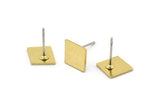 Brass Diamond Earring, 12 Raw Brass Tiny Diamond Shaped Stud Earrings (12x10x0.80mm) A2755