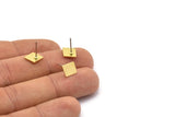 Brass Diamond Earring, 12 Raw Brass Tiny Diamond Shaped Stud Earrings (12x10x0.80mm) A2755