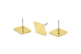 Brass Diamond Earring, 12 Raw Brass Tiny Diamond Shaped Stud Earrings (13x9x0.80mm) A2754
