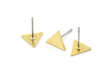 Brass Triangle Earring, 12 Raw Brass Tiny Triangle Shaped Stud Earrings (8x9x0.80mm) A2753