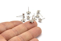 Gümüş Yıldız Küpe, 6 Antik Gümüş Kaplama Pirinç Yıldız Küpe (8x2,6 mm) D0126 A2008