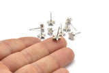 Gümüş Yıldız Küpe, 6 Antik Gümüş Kaplama Pirinç Yıldız Küpe (8x2,6 mm) D0126 A2008