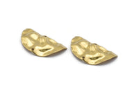 Semi Circle Charm, 12 Raw Brass Wavy Half Moon Charms With 2 Holes, Earrings, Findings (29x15x0.60mm) D0725