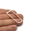 D Shape Rings, 2 Antique Silver Plated Brass D Shape Textured Connectors With 1 Hole, Rings  (47x19x1.4mm) BS 1884 H0454