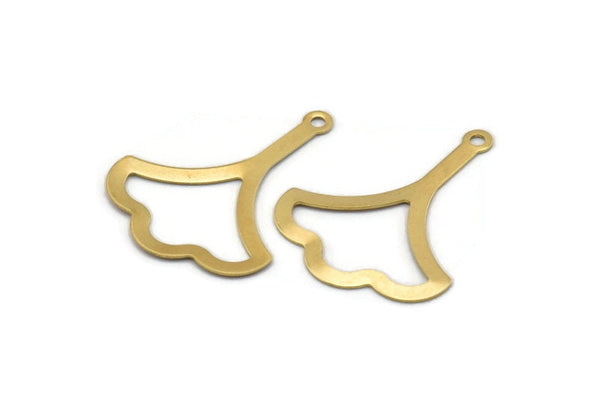 Brass Ginkgo Charm, 50 Raw Brass Ginkgo Leaf Charms With 1 Hole (26x20x0.40mm) A0950