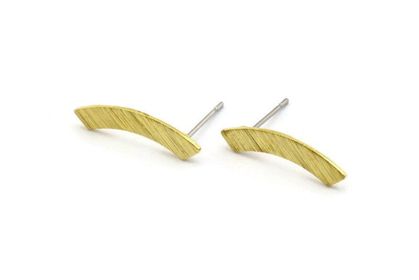 Stud Earring, 12 Textured Raw Brass, Stud Earrings, Ear Stud, Brass Earrings (20x3.5x0.80mm) A1534