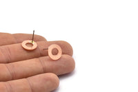Copper Circle Earring, 12 Raw Copper Circle Stud Earrings (12x0.80mm) M007 A1503