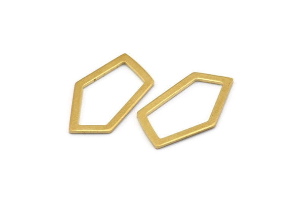 Brass Geometric Charm, 24 Raw Brass Pentagonal Charms Without Hole, Earrings, Findings (28x16x1mm) D0766
