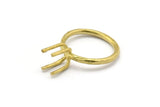Claw Ring Setting, 5 Raw Brass Claw Ring Blanks With 4 Claws For Natural Stones N0102-17.5