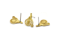 Brass Bicycle Earring, 10 Raw Brass Bicycle Stud Earrings (14x11mm) N1220