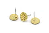 Brass Round Earring, 8 Raw Brass Round Stud Earrings (9x2mm) N1820
