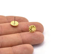 Brass Round Earring, 8 Raw Brass Round Stud Earrings (9x2mm) N1820