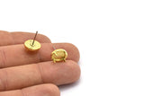 Brass Claw Earring, 6 Raw Brass 4 Claw Stud Earrings - Stone Setting - Pad Size 8x6mm N1295