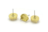Brass Claw Earring, 6 Raw Brass 4 Claw Stud Earrings - Stone Setting - Pad Size 8x6mm N1295