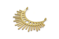 Moon Phases Pendant, Gold Plated Brass Crescent Pendants With 2 Loops, Earring Findings (48x23x1mm) N1017 Q0965
