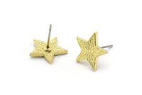 Brass Star Earring, 8 Raw Brass Star Stud Earrings (12x1.5mm) N1589