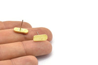 Earring Studs, 6 Raw Brass -  Geometric Stud Earrings - Brass Earrings - Earrings (14x6x1.5mm) N1408