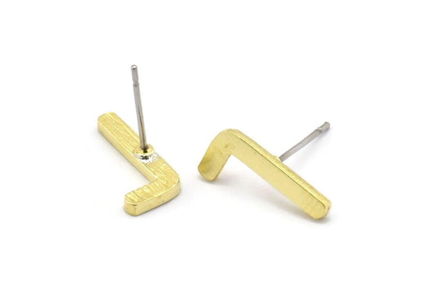 Earring Studs, 12 Raw Brass -  Geometric Stud Earrings - Brass Earrings - Earrings (14x7x1.5mm) N1415