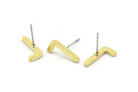 Earring Studs, 12 Raw Brass -  Geometric Stud Earrings - Brass Earrings - Earrings (14x7x1.5mm) N1415