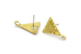 Brass Triangle Earring, 4 Raw Brass Triangle Stud Earrings (17x13x2mm) N1919
