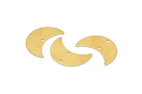Brass Moon Charm, 10 Raw Brass Moon Charms with 2 Holes, Pendants (22x10x0.50mm) D0787