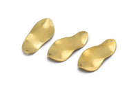 Brass Oval Charm, 12 Raw Brass Wavy Oval Charms With 1 Hole, Earrings, Findings (33x15x1mm) D0790