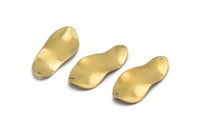 Brass Oval Charm, 12 Raw Brass Wavy Oval Charms With 1 Hole, Earrings, Findings (33x15x1mm) D0790