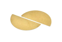 Brass Half Moon, 4 Raw Brass Semi Circle Blanks With 2 Holes, Charms, Earrings, Pendants (70x34x0.6mm) D0798