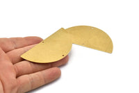 Brass Half Moon, 4 Raw Brass Semi Circle Blanks With 2 Holes, Charms, Earrings, Pendants (70x34x0.6mm) D0798
