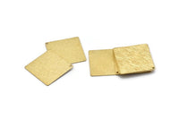 Brass Square Charm, 6 Raw Brass Textured Square Stamping Blanks With 1 Hole, Pendants, Earrings (25x0.80mm) D0796