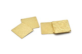 Brass Square Charm, 6 Raw Brass Textured Square Stamping Blanks With 1 Hole, Pendants, Earrings (25x0.80mm) D0796