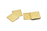 Brass Square Charm, 6 Raw Brass Textured Square Stamping Blanks With 1 Hole, Pendants, Earrings (25x0.80mm) D0796