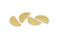Semi Circle Charm, 24 Raw Brass Textured Half Moon Blanks With 1 Hole, Earrings, Pendants (25x12x0.60mm) D0794