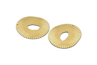 Brass Grooved Disc, 4 Raw Brass Grooved Disc Charms With 1 Hole, Earrings, Pendants, Findings (42x38x0.50mm) D0799