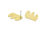 Earring Studs, 8 Raw Brass - Irregular Shaped Stud Earrings - Brass Earrings - Earrings (18x12x0.80mm) A2763