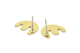 Earring Studs, 8 Raw Brass - Irregular Shaped Stud Earrings - Brass Earrings - Earrings (14x10x0.80mm) A2762