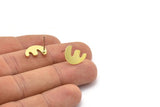 Earring Studs, 8 Raw Brass - Irregular Shaped Stud Earrings - Brass Earrings - Earrings (14x10x0.80mm) A2762