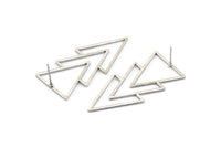 Silver Triangle Earring, 4 Antique Silver Plated Brass Triangle Stud Earrings (46x21x1mm) E034 A1216 H0445