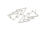 Silver Triangle Earring, 4 Antique Silver Plated Brass Triangle Stud Earrings (46x21x1mm) E034 A1216 H0445