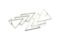 Silver Triangle Earring, 4 Antique Silver Plated Brass Triangle Stud Earrings (46x21x1mm) E034 A1216 H0445
